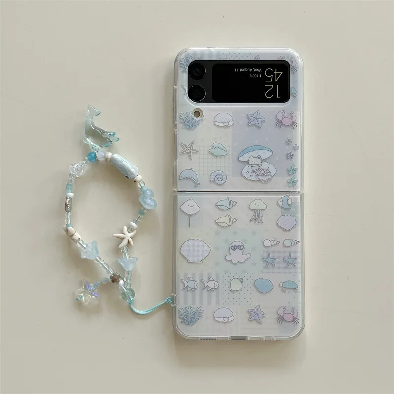 

Cartoon Marine Organism Phone Case For Samsung Galaxy Z Flip 7 6 5 4 Protective Back Cover For ZFlip5 ZFlip6 ZFlip7 Case Shell
