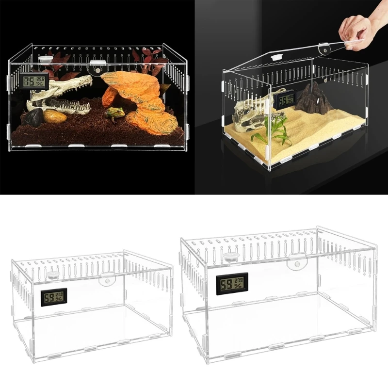 Reptile Breeding Box Acrylic Terrarium Feeding Box Transparent For Animals Reptile Pets Insect Spider Lizard Frog Cricket Turtle