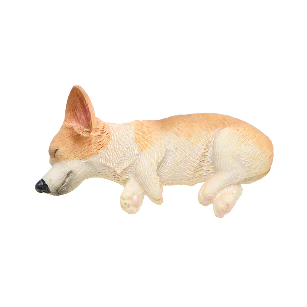 Decorative Corgi Dog Garden Miniatures Ornament Resin Fairy Animal Figurine for Outdoor Backyard Decoration