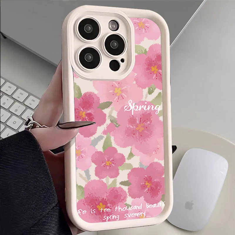 مشهد الربيع آيفون 11 12 13 14 15 16PRO MAX PLUS تغطية كاملة للعدسات منع السقوط حافظة هاتف من البولي يوريثان #1