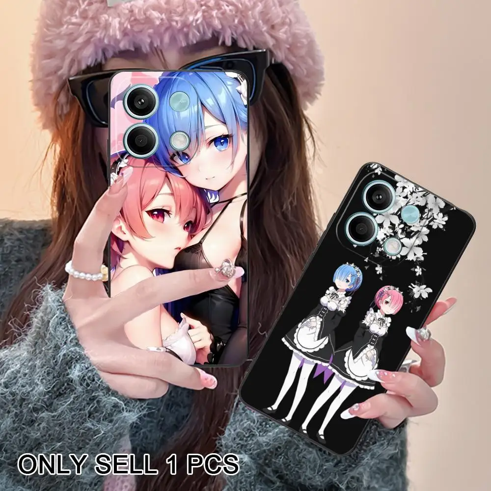 

ReZero Rem Ram Matte TPU Mobile Phone Case for Xiaomi Redmi 15 14 13 12 A5 3 2 1 C Plus 4G 5G Colorful Printing Cover