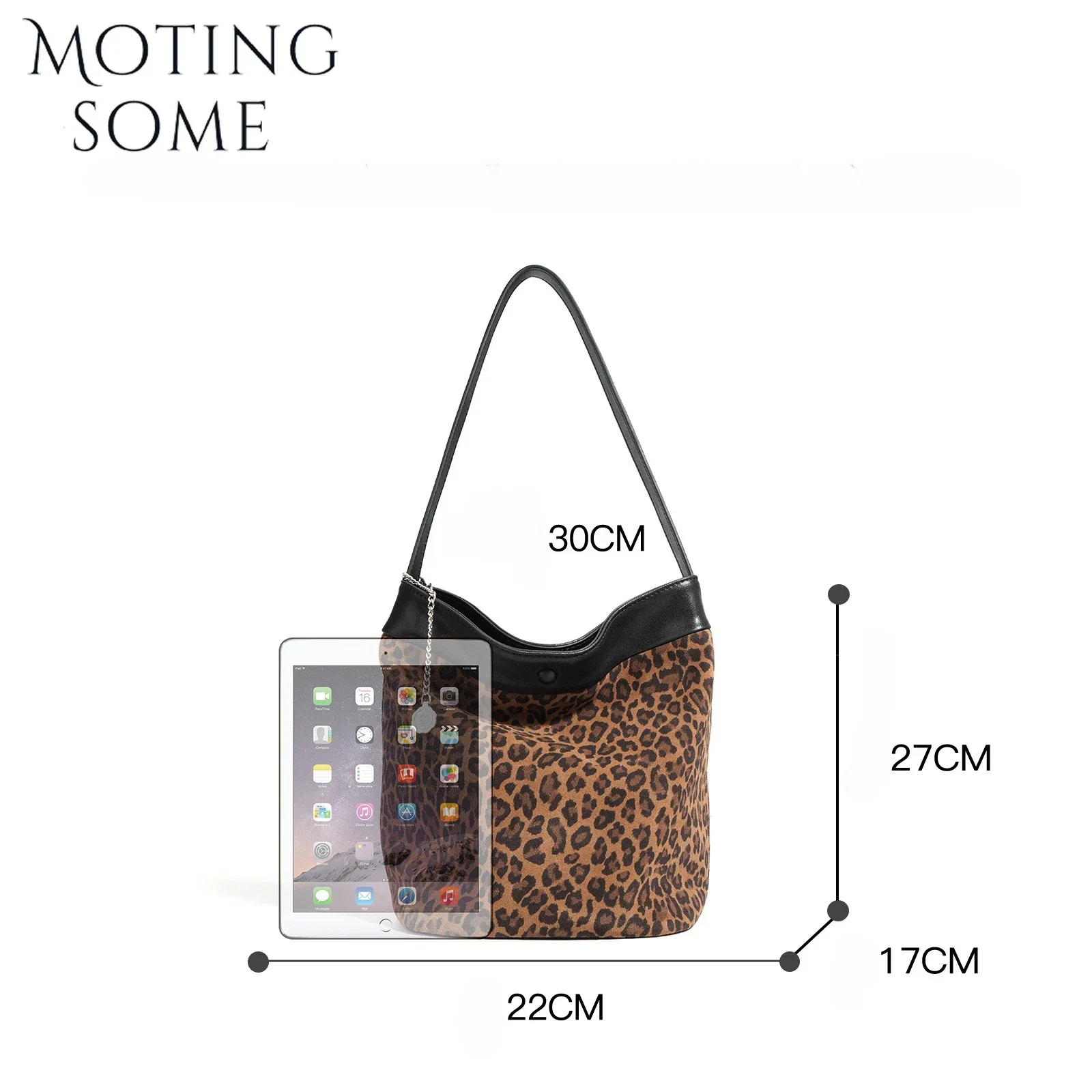 Motingsome Leopard Print Suede Leather Handbag Fashion Women Handbag and Purses 2024 New Luxury Horsehair Bucket Casual Tote