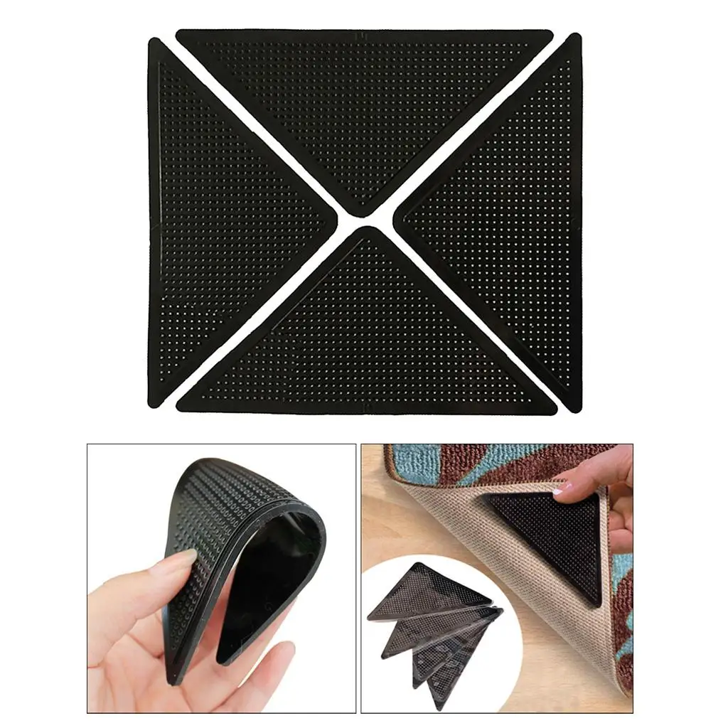 4Pcs Reusable Rug Carpet Mat ing Grippers Anti Slip Grip Skid Tape