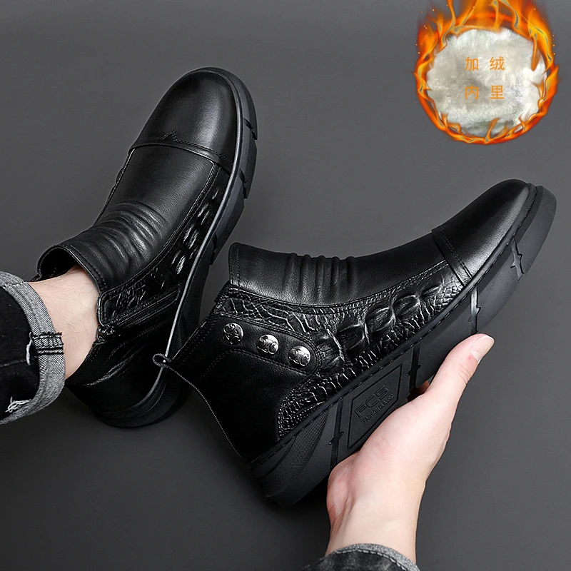 أحذية رجالية عالية الجودة: أحذية عمل غير قابلة للتدمير على الطراز البريطاني ونعل سميك من الجلد الطبيعي، أحذية صفراء كبيرة للرجال #3