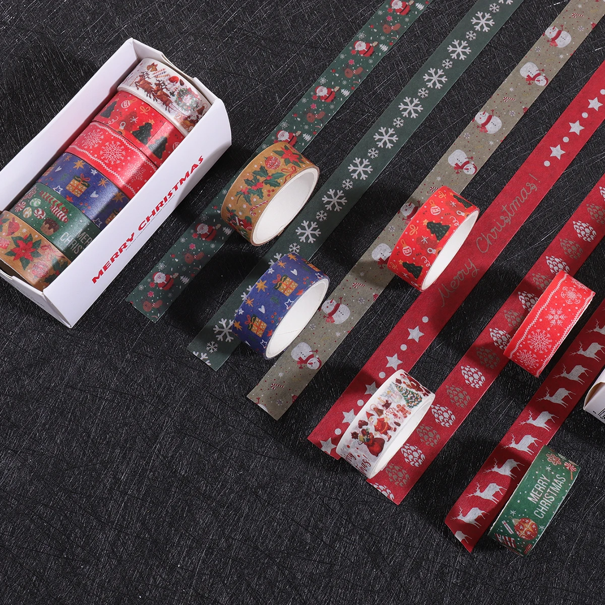 6 لفات/صندوق من شريط واشي بطابع عيد الميلاد، مناسب لمواد تزيين المجلات بنفسك، هدية عطلة للأصدقاء. #5