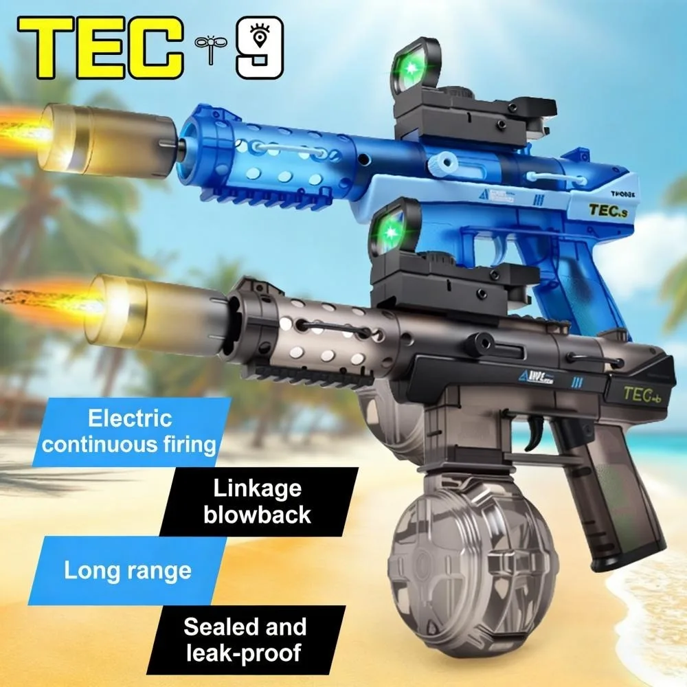 

Новый электрический водяной пистолет TEC9 с реалистичным эффектом пламени, большой емкости, с большим радиусом действия, для активного отдыха на пляже, игрушка для детей и взрослых