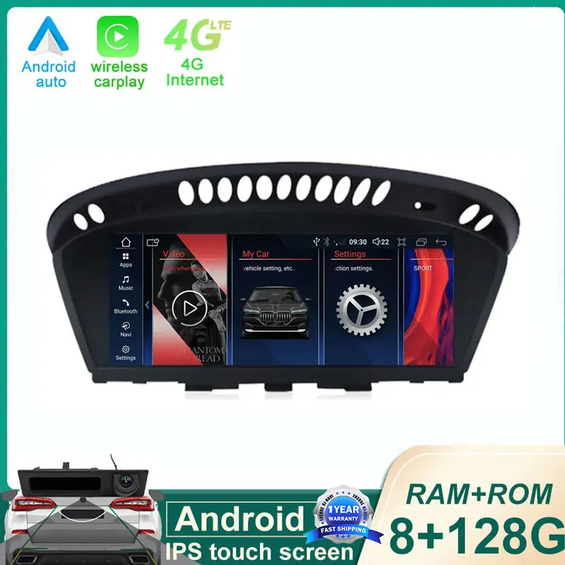 8.8 Inch Android 14 Touch Screen For BMW E60 E61 E62 E90 E91 Car Carplay Monitors Multimedia Stereo Speacker  Radio Player