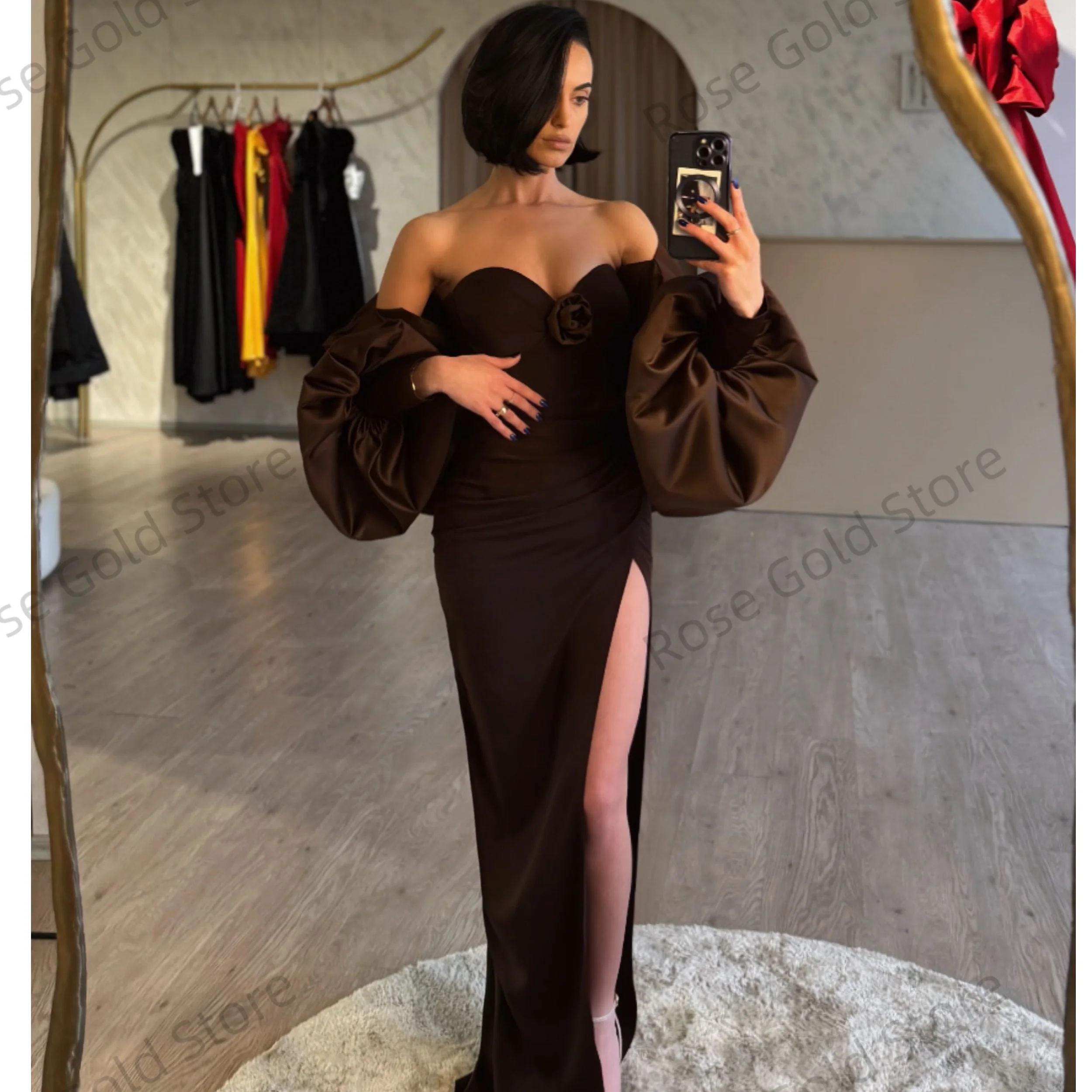 Nieuwe zeemeermin avondjurk klassieke lieverd formele vestidos de gala met bloemceremonie moderne zijsplit gewaden de soiree