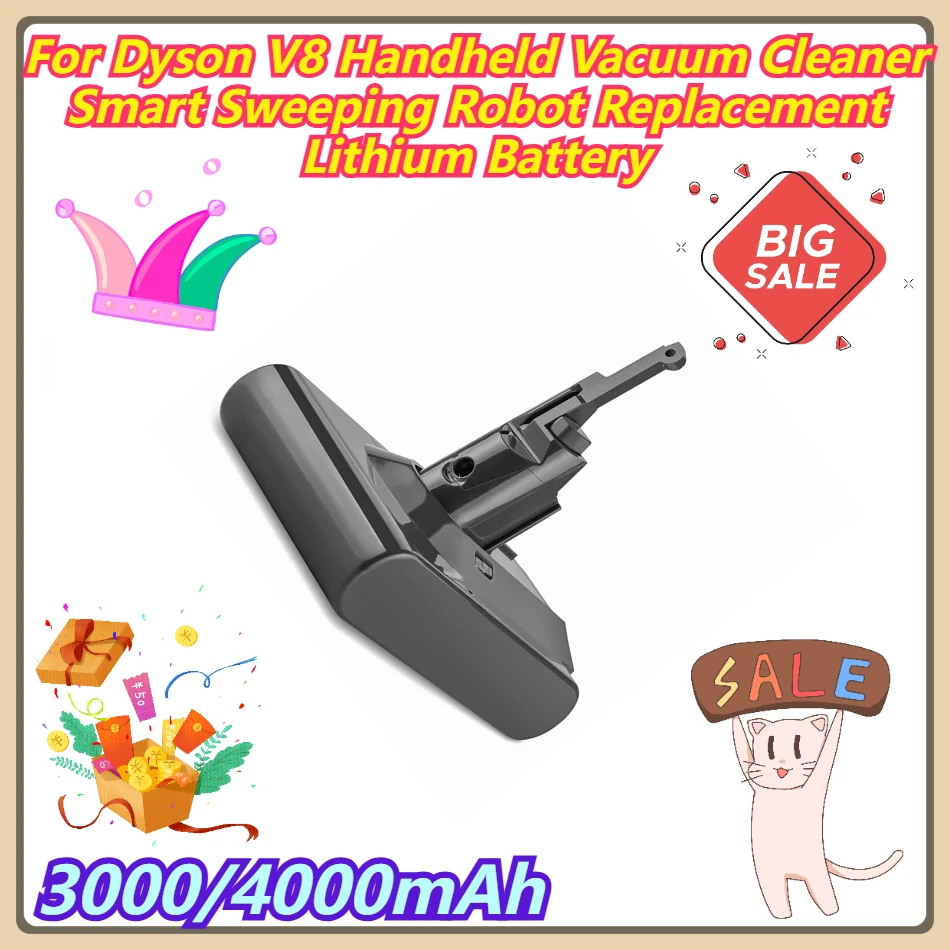 

3000/4000mAh For Dyson V8 Handheld Vacuum Cleaner Smart Sweeping Robot Replacement Lithium Battery