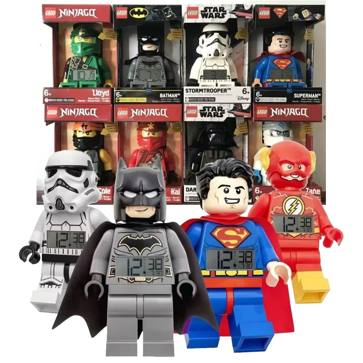 LEGO Star Wars Darth Vader The Flash Red Kai Cole Zane Robin Lloyd Batman Alarm Clock for Children's Kids Birthday Xmas Gift moc