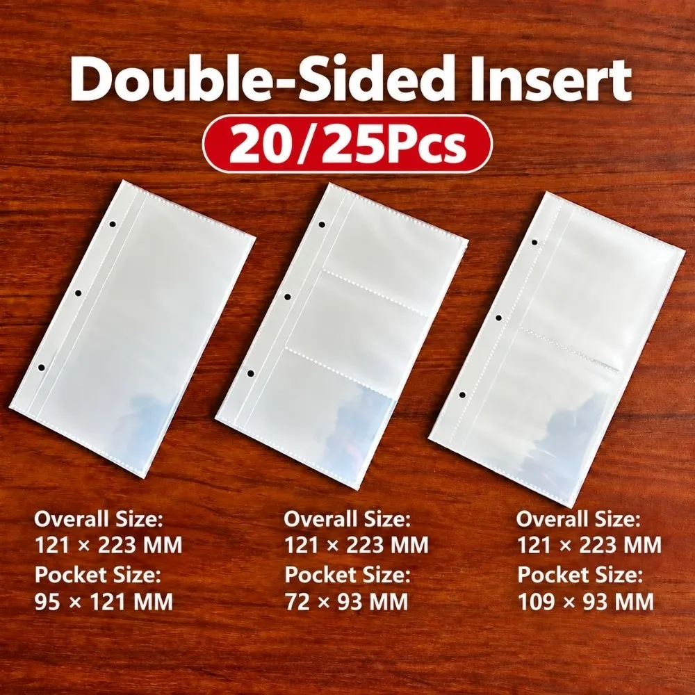 Easy Insert A6 Card Sleeves Double Sided 3 Holes Binder Insert Transparent Card Page Album Refill