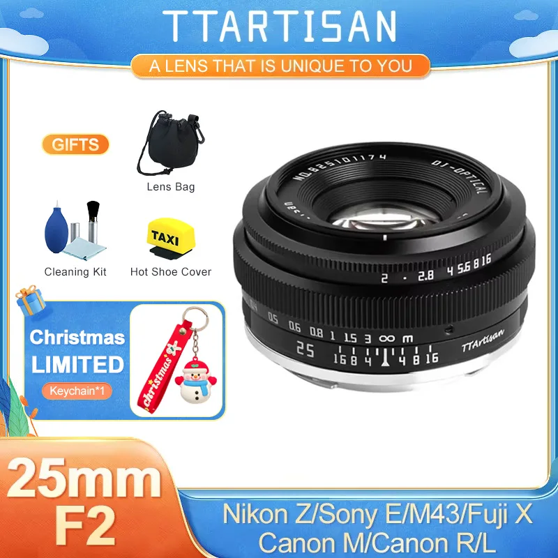 TTArtisan 25mm F2 APS-C Frame Manual Focus Prime Lens for Sony E a6000 a6400 Fuji XT30 XT4 XS10 Nikon Zfc Canon EOS M EOSR M43 L