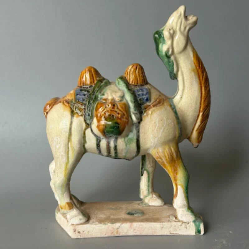 Tang Sancai White Glaze Camel Statue - Vintage Ceramic Figurine, Classic Desktop Display & Collectible Home Decoration
