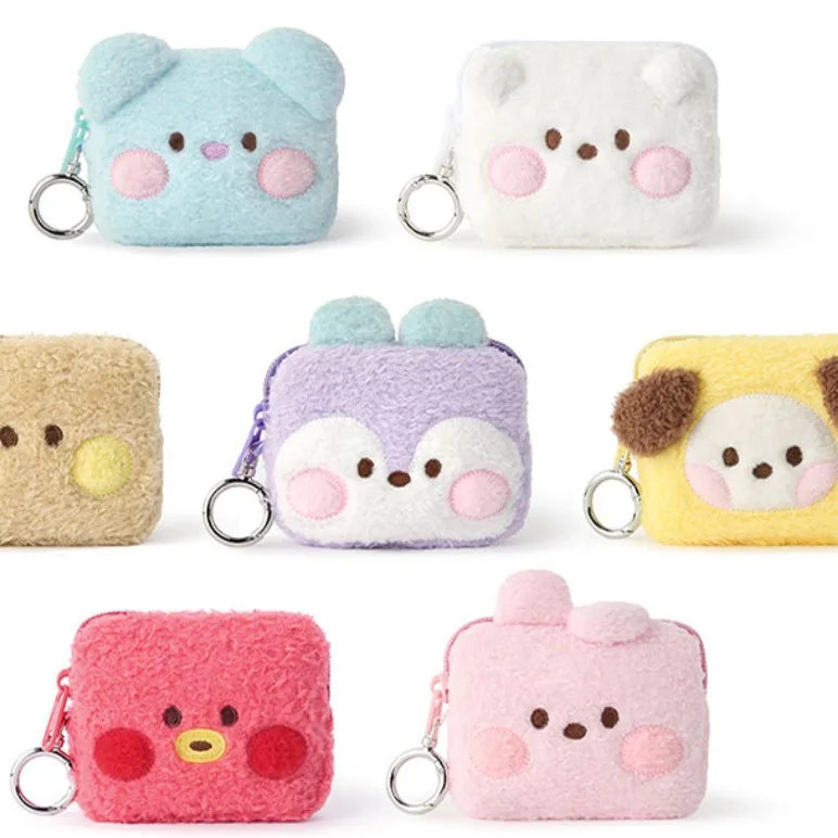 New Bt21 Kawaii Anime Cooky Mang Chimmy Tata Plush Storage Bag Cute Cartoon Girls Cosmetic Bag Pencil Case Girls Gifts