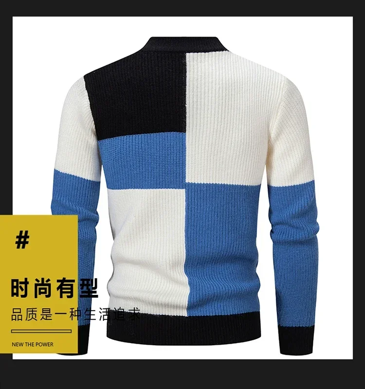 High Quality Men\'s New Autumn and Winter Casual Warm Neck Sweater Knit Pullover Tops  Warm Man Clothes