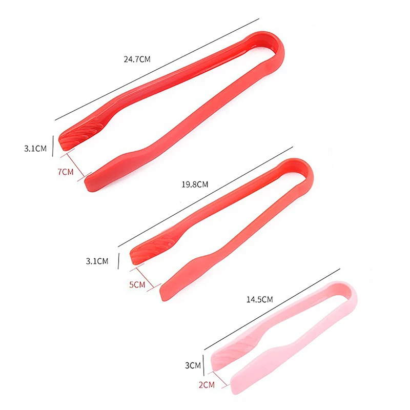 3 Pcs/set PP Colorful Non-slip Food Tongs Food Grade Plastic Multi-function Salad Bread Food Tongs BBQ Tool Accessories