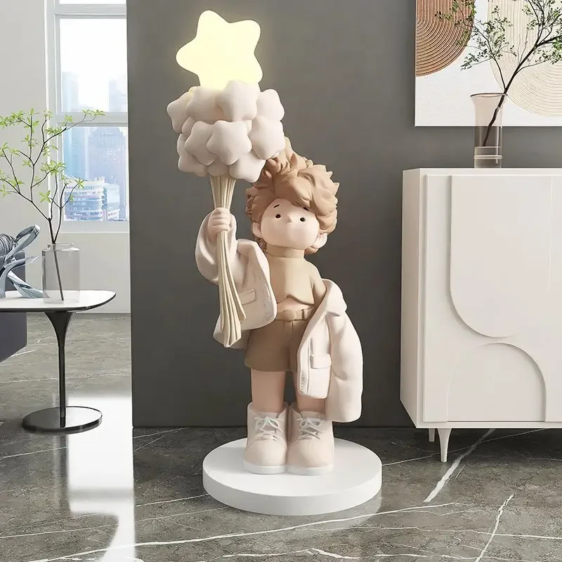 Cartoon Boy Living Room Decorations, Large Floor Lamp with Mobile Design, Ideal for Home Decor and Housewarmings decor