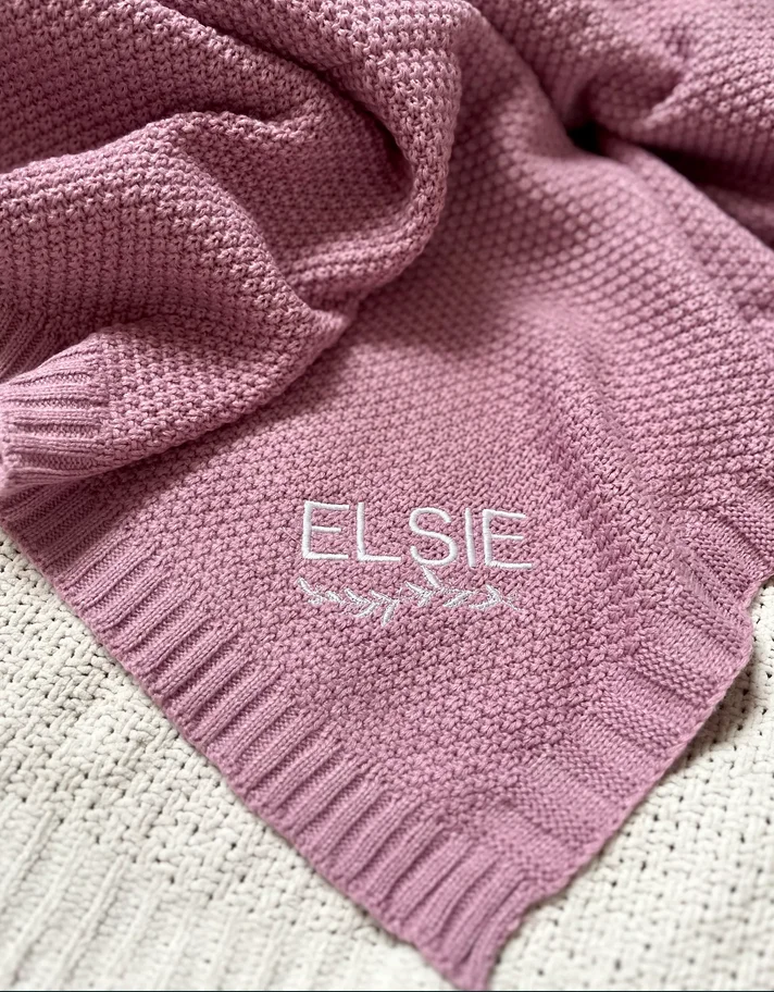 Personalized Baby Blanket, Embroidered Baby Blanket, Custom Name Baby Blanket, Soft Knit Cotton Blanket, Newborn Baby Shower