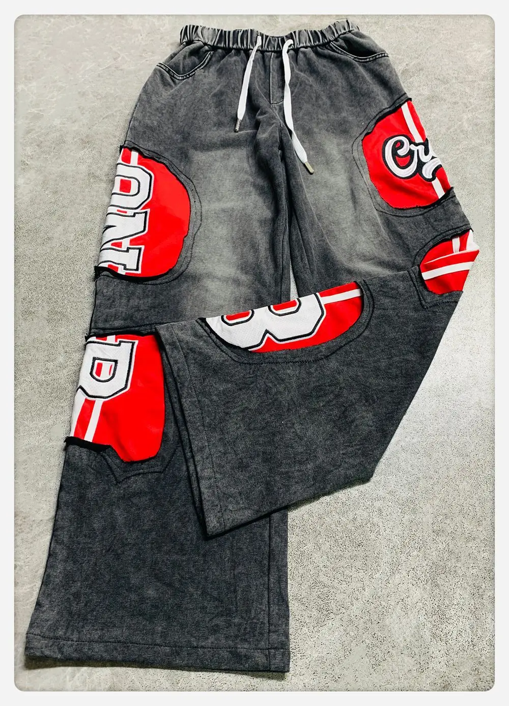 European Goods Gray Casual Pants Women's 2025 Autumn New Letter Embroidered Loose Trousers Tide Street Style Vintage Pants