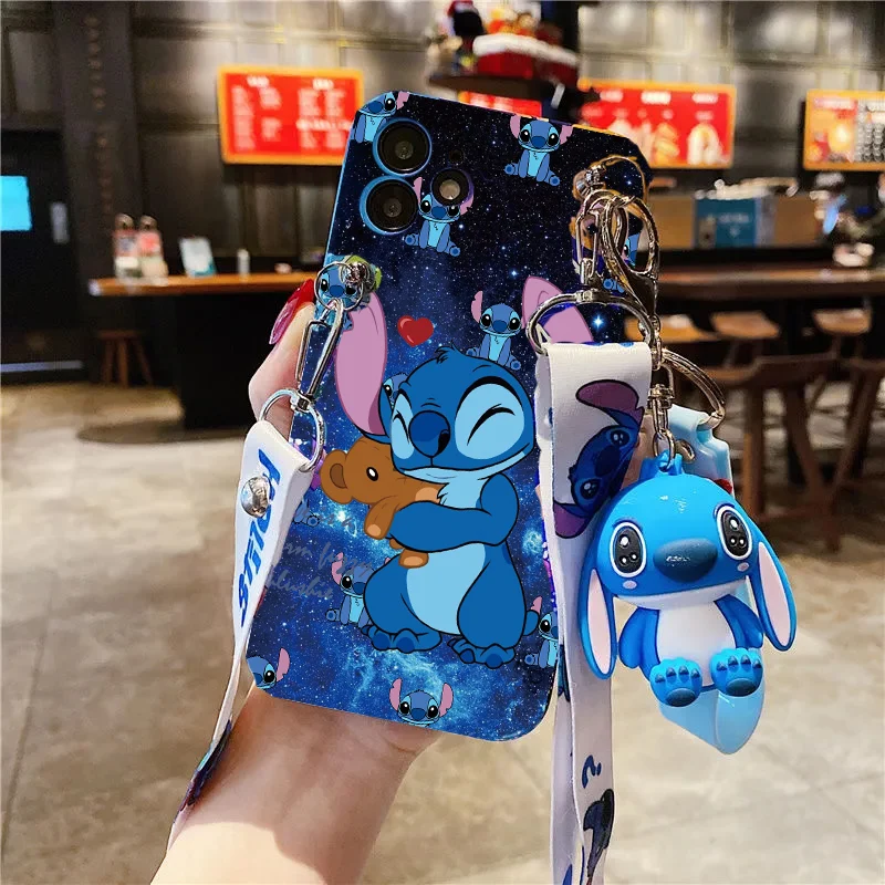 Cartoon 3D Blue Stitch Pendant Tpu Case For Honor X8A X9A X6 X7 X8 X9 5G X7A X6S 9X 50 70 20 90 Magic 5 Lite 4 X7B X8B X9B X6A