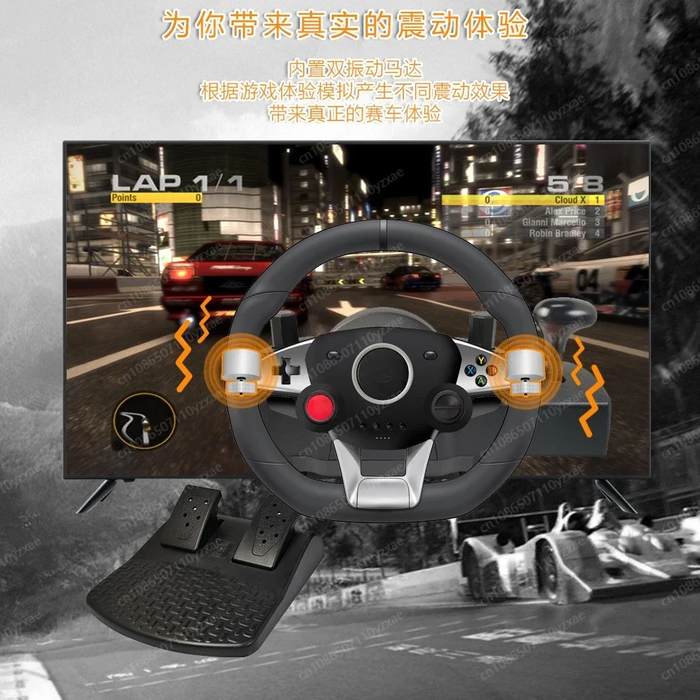 270 Degree Steering Programmable Buttons Compatible with Multi-platform Racing Driving Simulation Game Steering Wheel