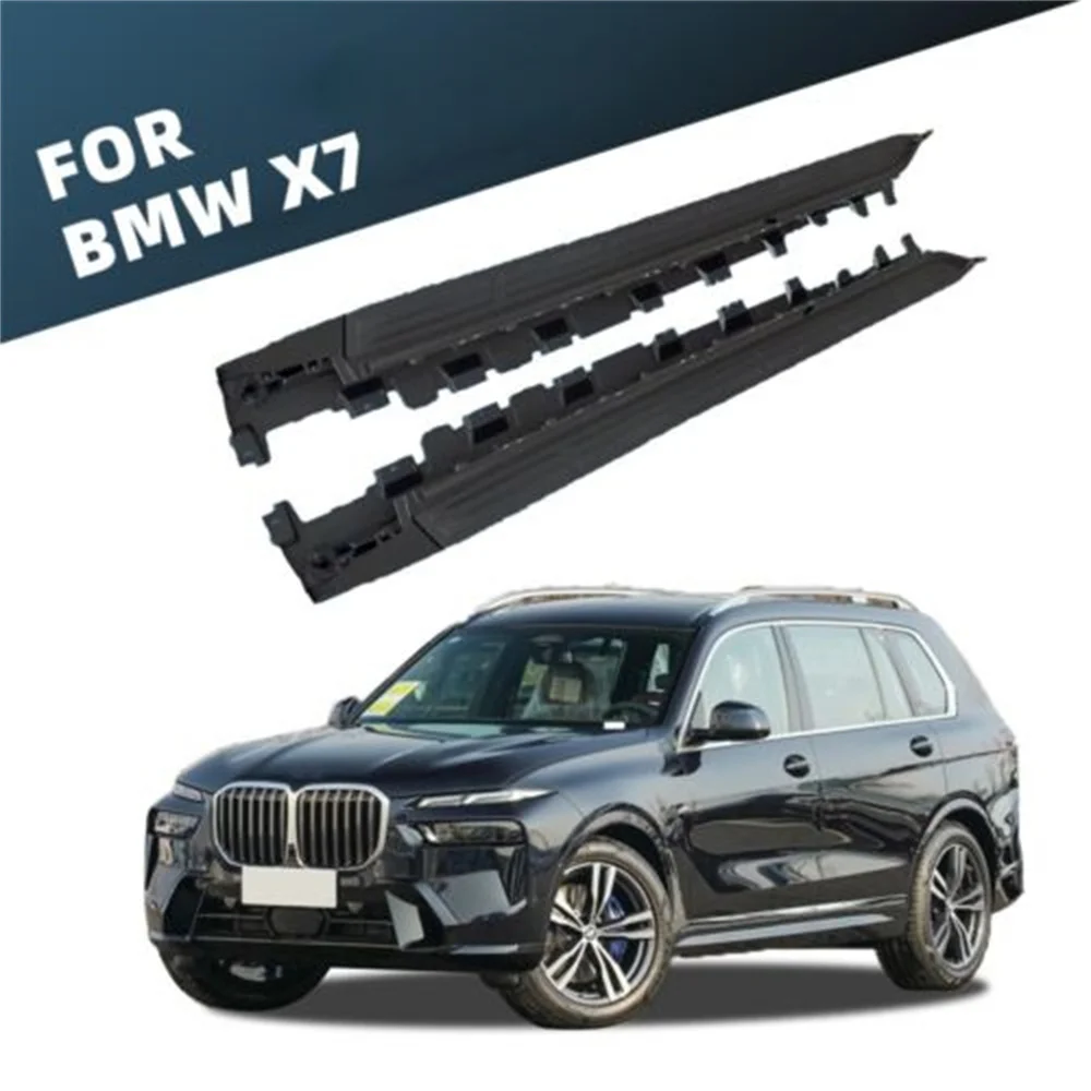 2Pcs Fits for BMW X7 G07 2019-2023 Door Fixed Side Step Running Board Nerf Bar All Black