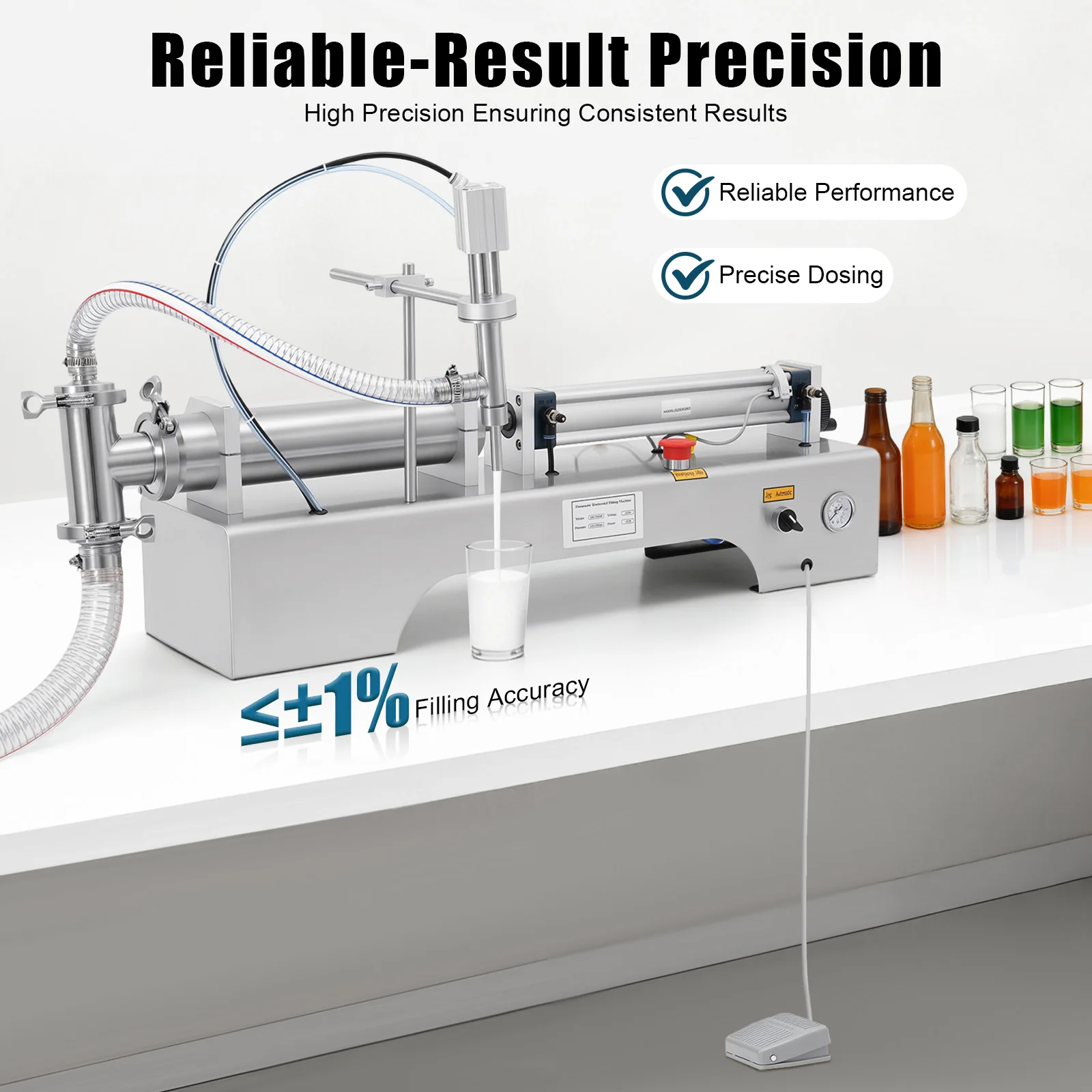 100–1000 ml horizontale pneumatische Flüssigkeitsfüllmaschine, quantitative automatische und steuerbare Füllung, für Saft- und Bierkosmetik – Detail 6