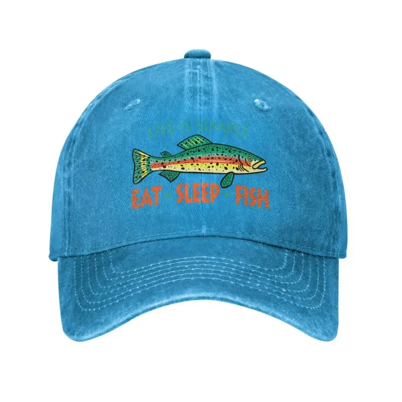 Personalized Cotton Funny Fishing Baseball Cap Men Women Breathable Eat Sleep Fish Dad Hat Sports