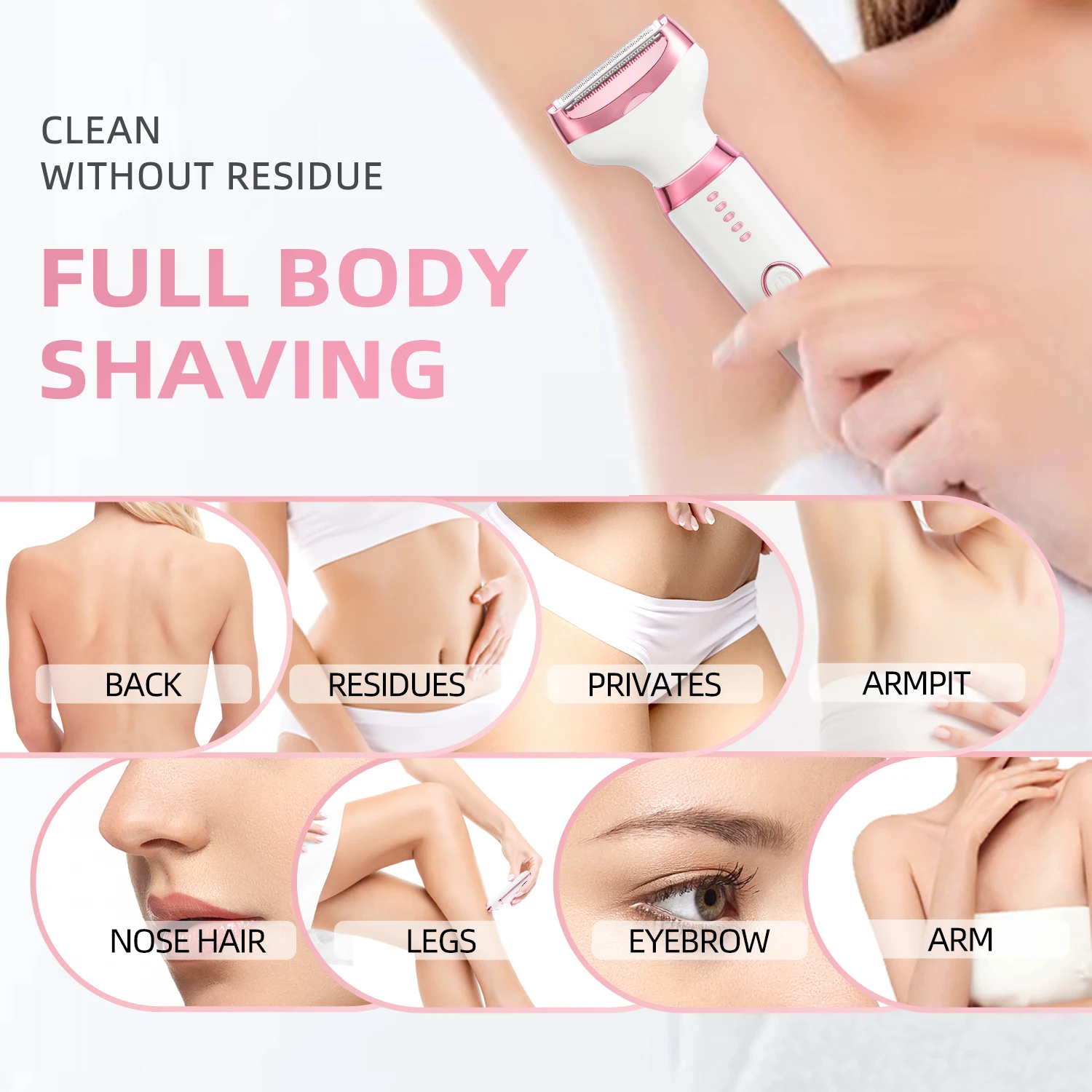 Electric Razors for Women 5-in-1 Facial Hair Removal Face Pubic Shaver Bikini Trimmer Portable Ladies