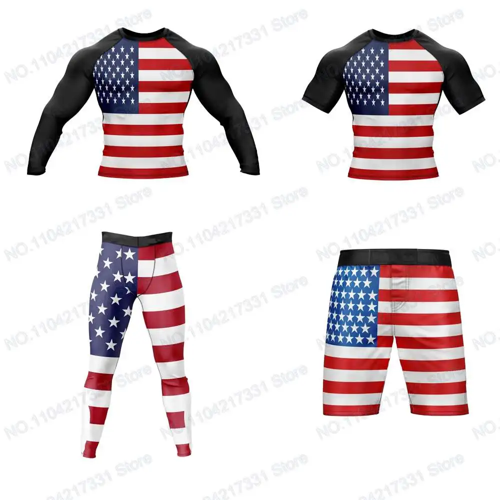 T-Shirt Shirt Shorts American Surfing Jersey Beach Swimwear Diving Gym Long Sleeves Trousers MMA BJJ Men Jiu Jitsu Fitness Sets