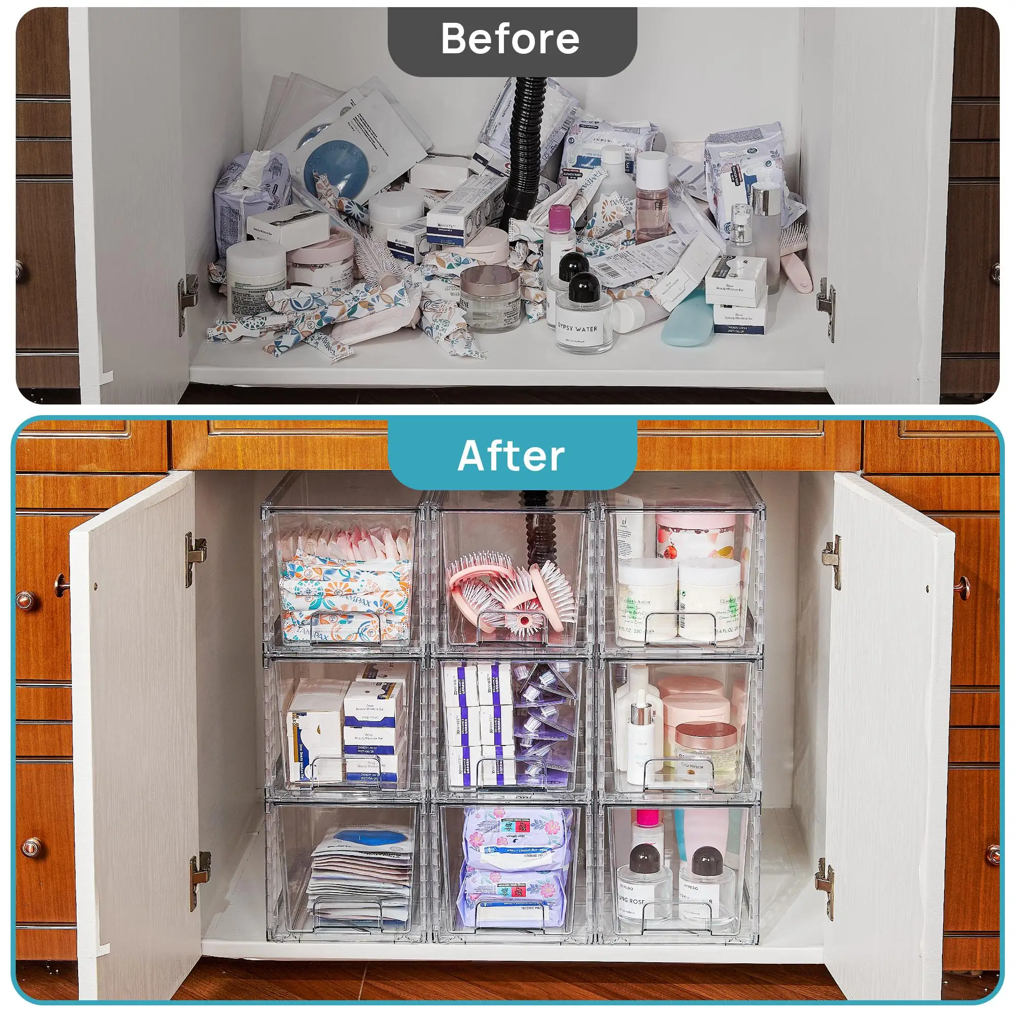 Набор из 2-8 прозрачных штабел – обзор и цена Drawer Organizer Bamboo