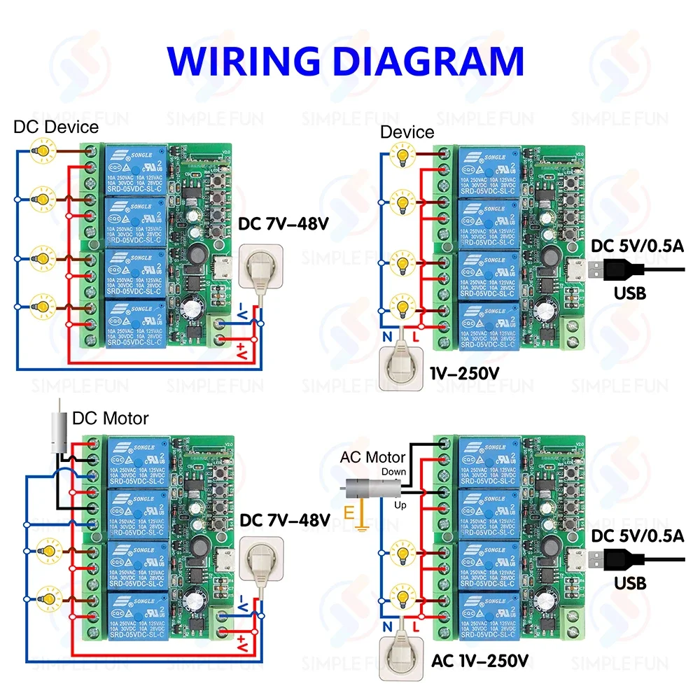 WiFi Smart Switch EWelink ,DC 12V 24V 48V USB 5V 4 Channels Wireless Remote Control,DIY Switch,Alexa Google Home Voice Control