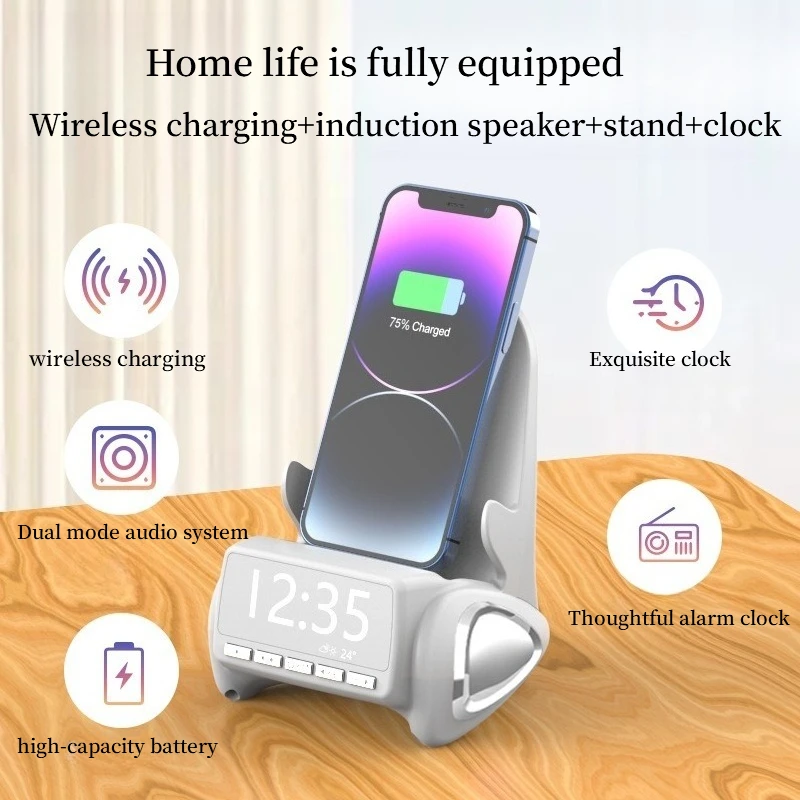 Desktop Wireless Charger With Speaker Phone Holder Stand For iPhone 16-12 Pro Max Samsung S25 S24 Xiaomi Smart Charging Holder view 6