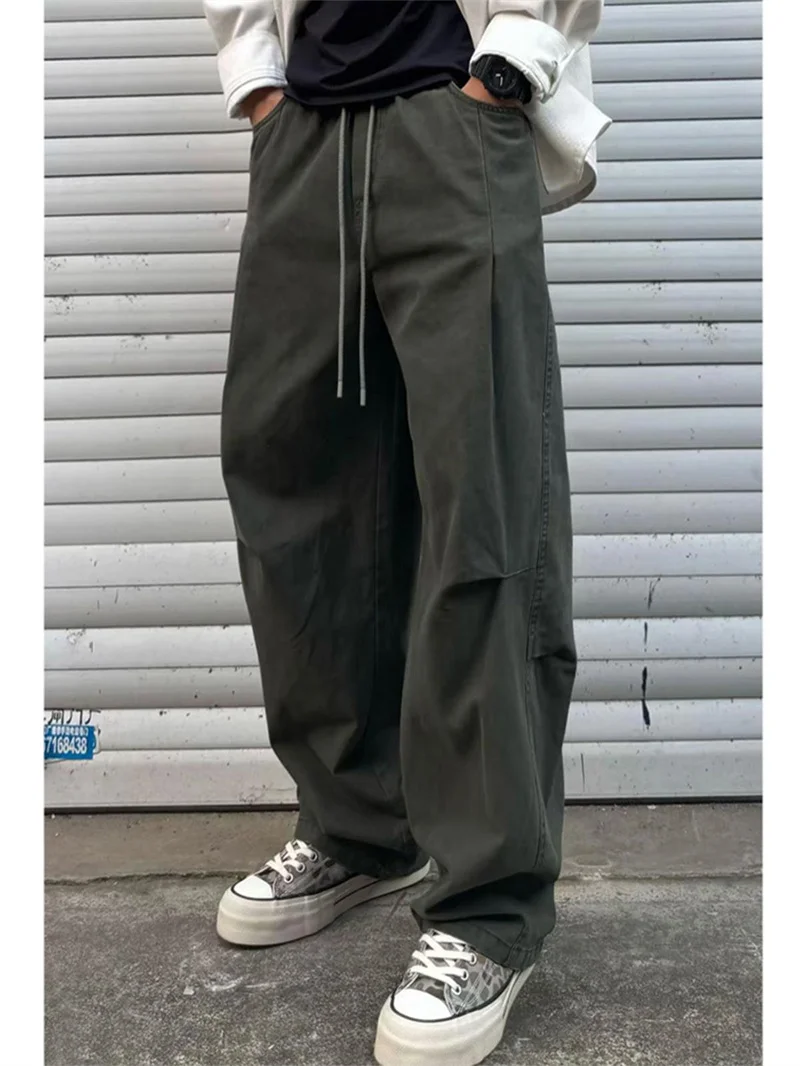 

Мужские брюки в американском ретро-стиле: свободные, широкие, повседневные, модные, из хлопка, прямого кроя, для осени и зимы