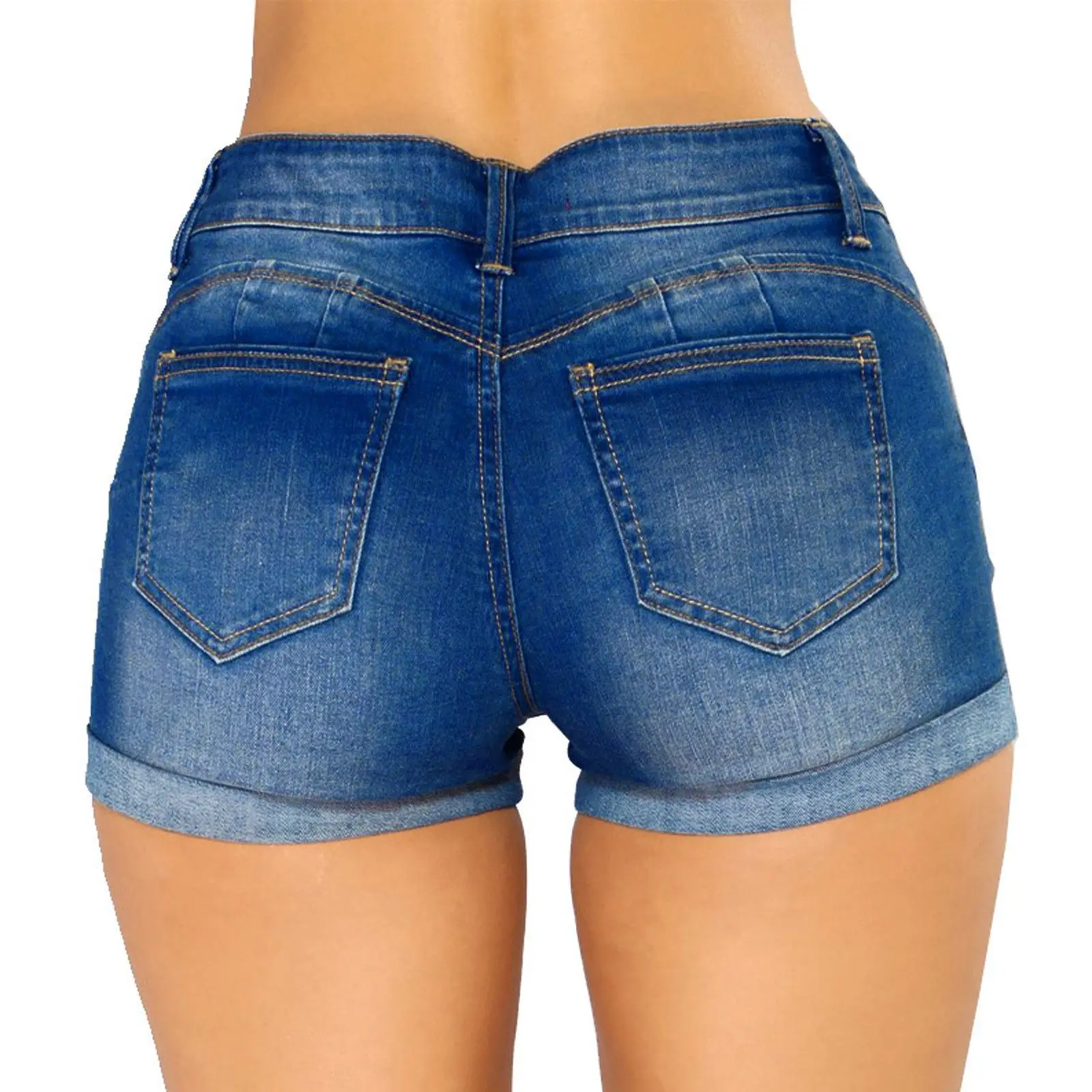 Combahsaki Pantaloncini di jeans strappati vintage Y2K da donna Pantaloncini di jeans slim fit a vita bassa con bottoni estivi casual con tasche