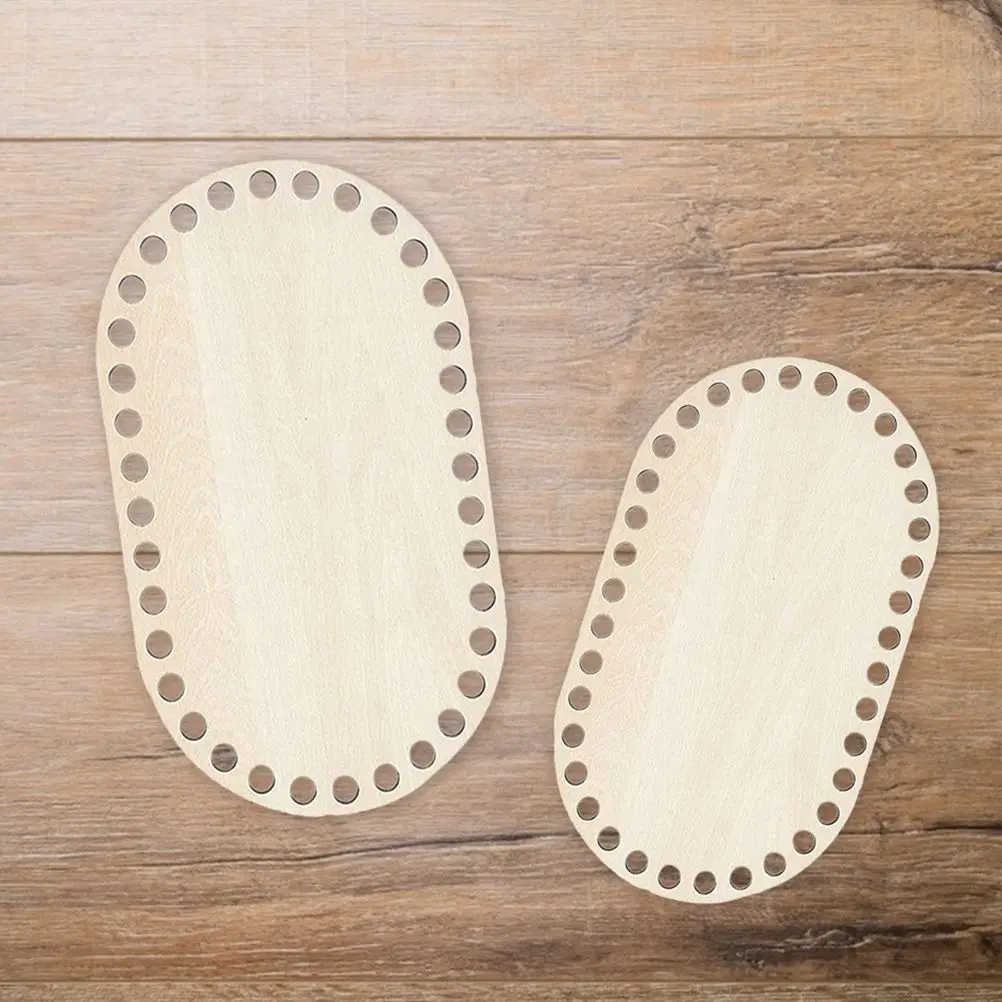 3 Buah Tas Kayu Bingkai Tetap Jahit Silang Mini Dasar Pembentuk Bawah Tas Tangan Rajutan DIY Bahan Bawah Keranjang Kayu