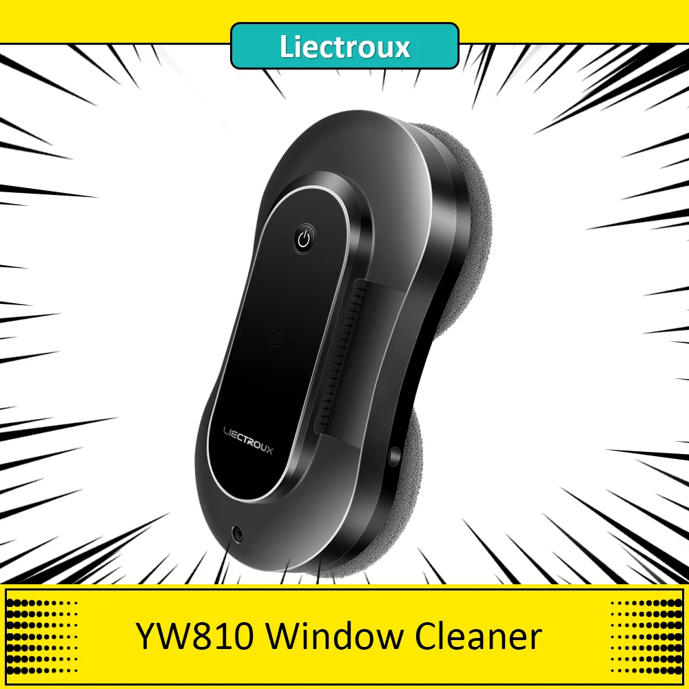 LIECTROUX YW810 Robot Window Cleaner, 2-Way Water Spray, Dry & Wet Mopping, AI Route,Motor & Fan, APP & Remote Control, Multiple