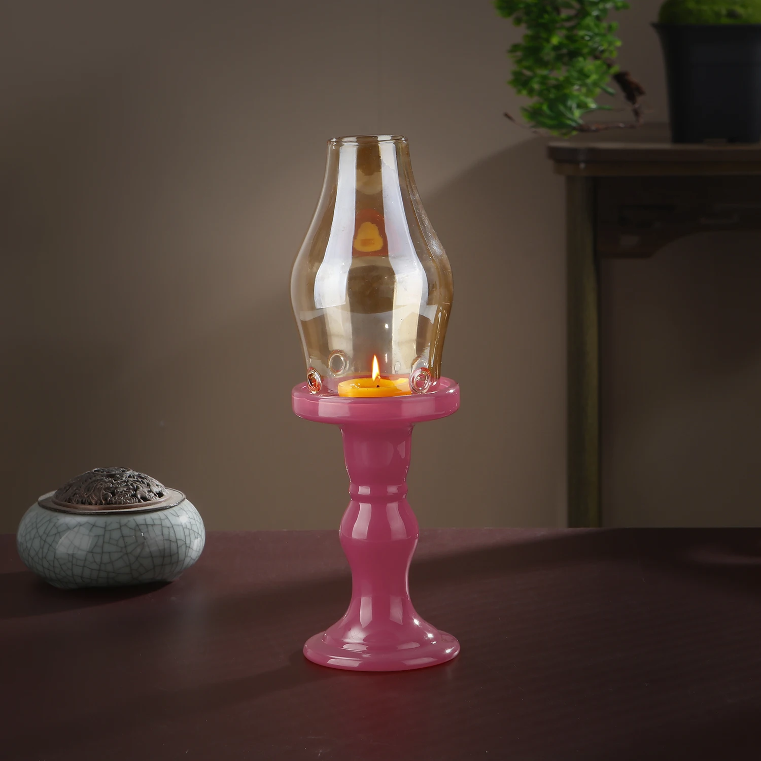 Vintage Glas Kerzenständer Kerzenhalter mit Glasabdeckung Europäischer Kerzenständer für Hochzeit Party Dekor Kerzenständer