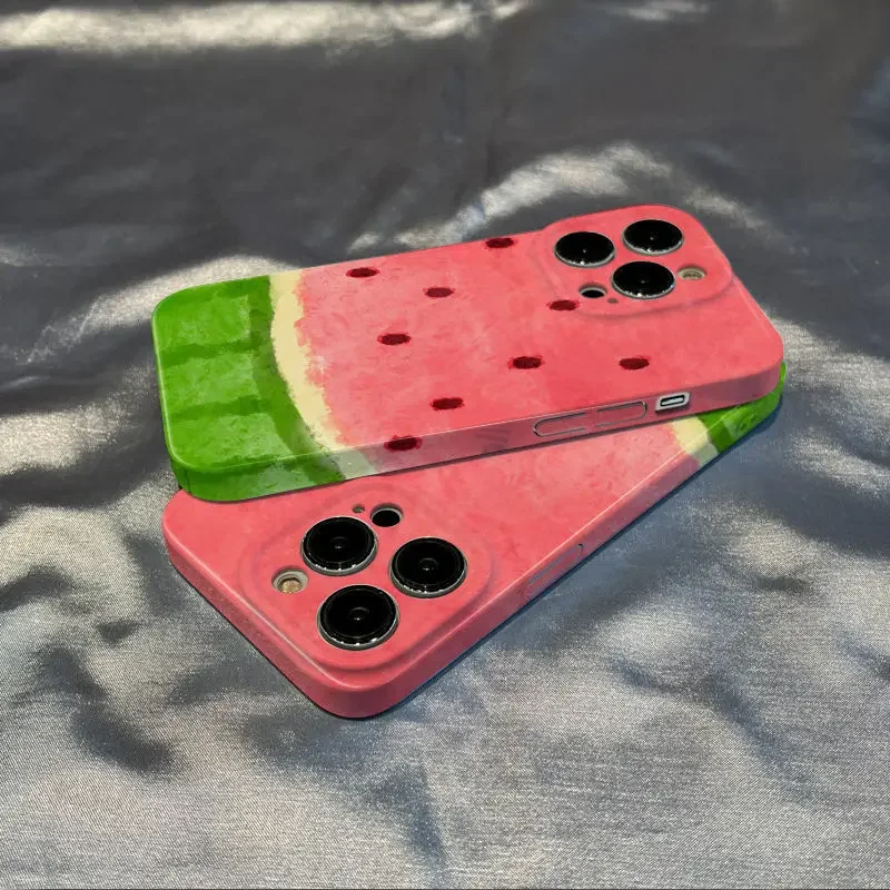 Cute Watermelon Phone Case for IPhone 16 15 14 13 12 11 Pro Max XS XR XSMax 6 7 8 Plus Lens Protection Glossy HD Hard PC Cover