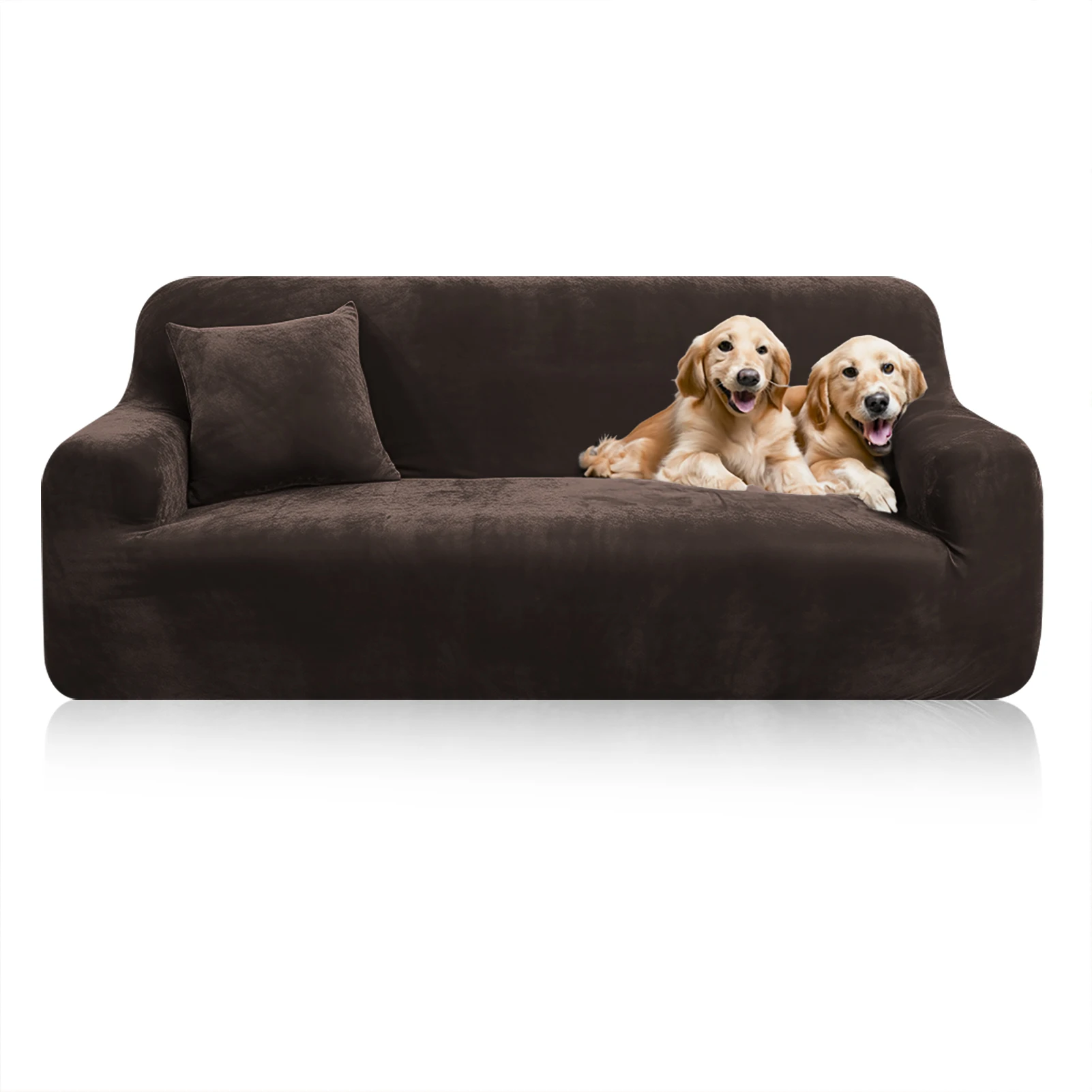 Stretch Fluwelen Bankhoezen voor 1/2/3/4 Bankhoezen Bankhoezen Meubelbeschermer Zacht met antislip elastische bodem