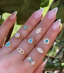 Promotion Bling Tiny Delicate Multi Shape Colors Rings for Women Micro Pave 5A Cubic Zirconia CZ Fashion Jewelry Chain Ring