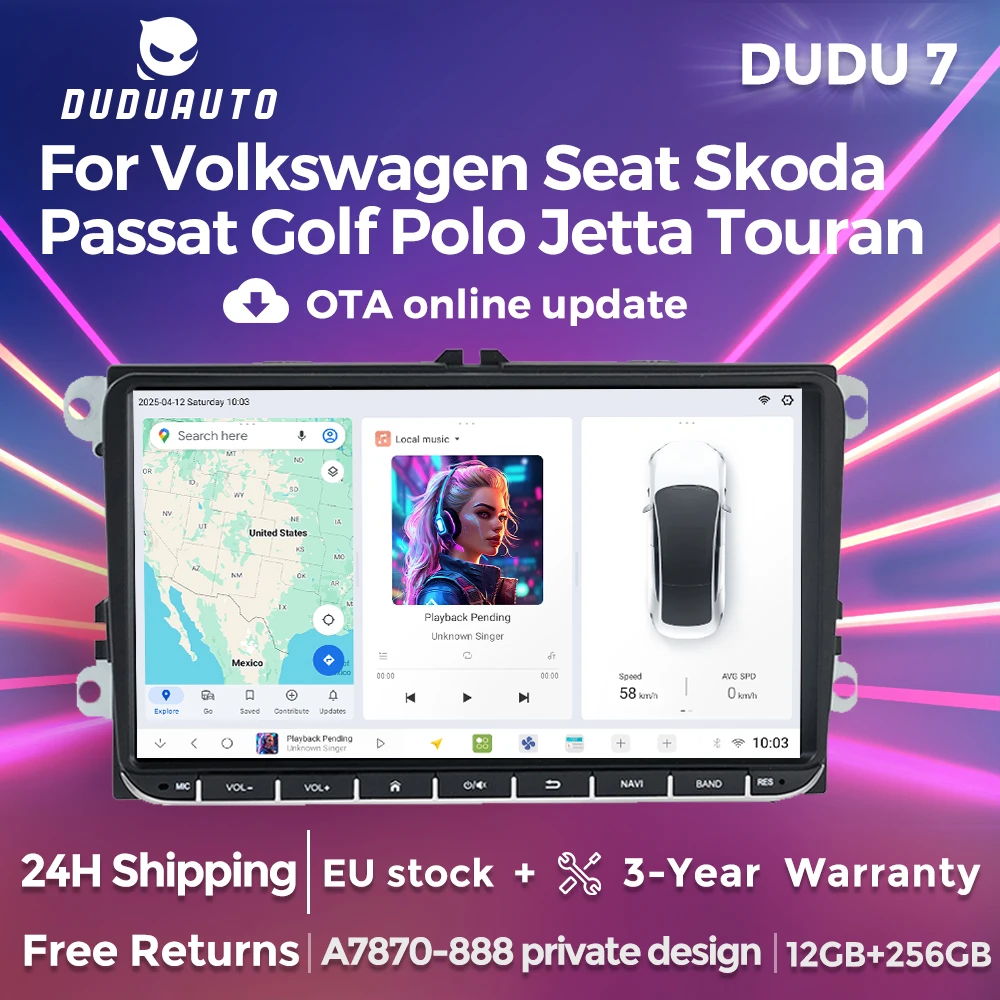 DUDUAUTO 9 "8 Core Dual-Band di Navigazione GPS Per VW Passat Golf MK5 MK6 Jetta T5 POLO Touran Seat Skoda CarPlay 4G WIFI Autoradio