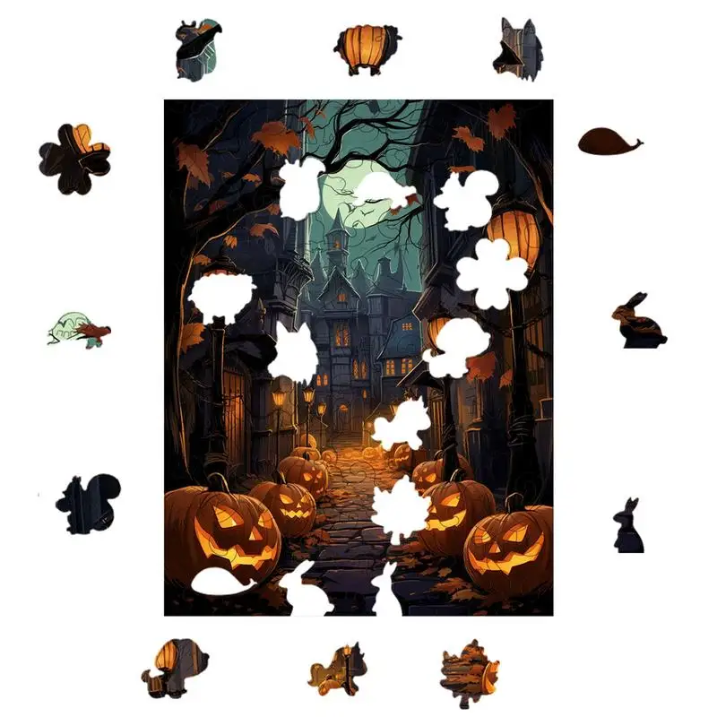 Halloween Countdown Jigsaw Puzzle Three-dimensional Irregular Alien Animal Wooden Puzzle Challenging Puzzle For home Game Nights