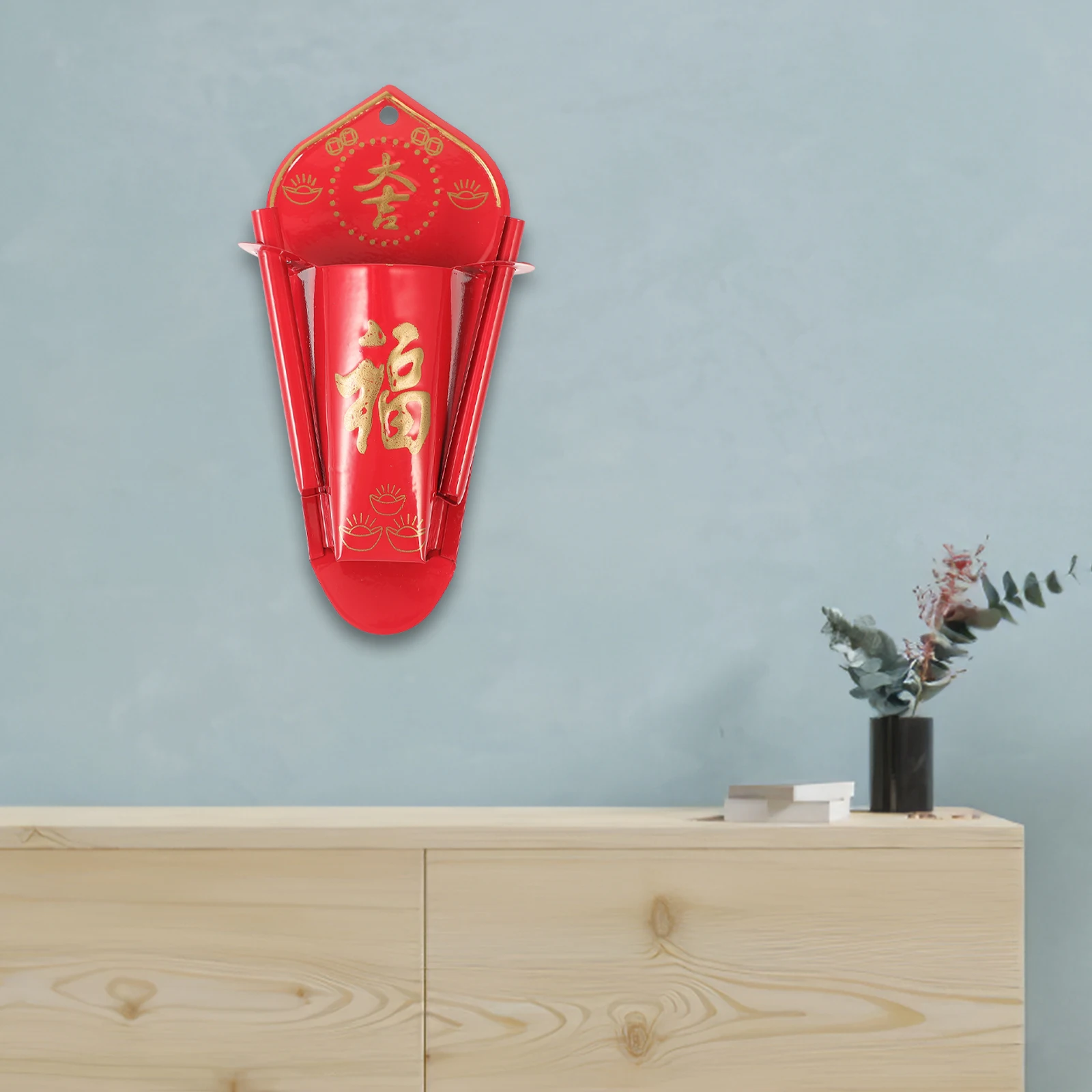

Wall Mounted Incense Burner Iron Large Size Hanging Outdoor Censer Round Shape Fortune Plump Design Environmental Protection No