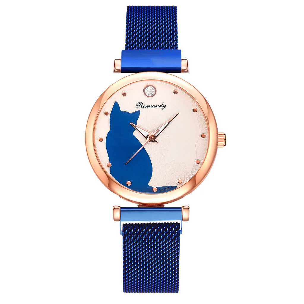 New Women Watches Cat Pattern Quartz Wristwatch for Children Girls Watch Leather Cute Cartoon Fashion Clock Relogio Feminino