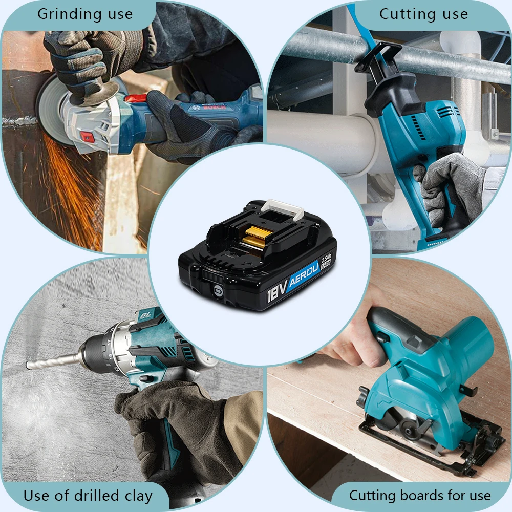 

For Makita 18V 2.5Ah/2500mAh rechargeable power tools lithium battery, Perfect fit BL1830 BL1860 BL1890 LXT400 Power Tools