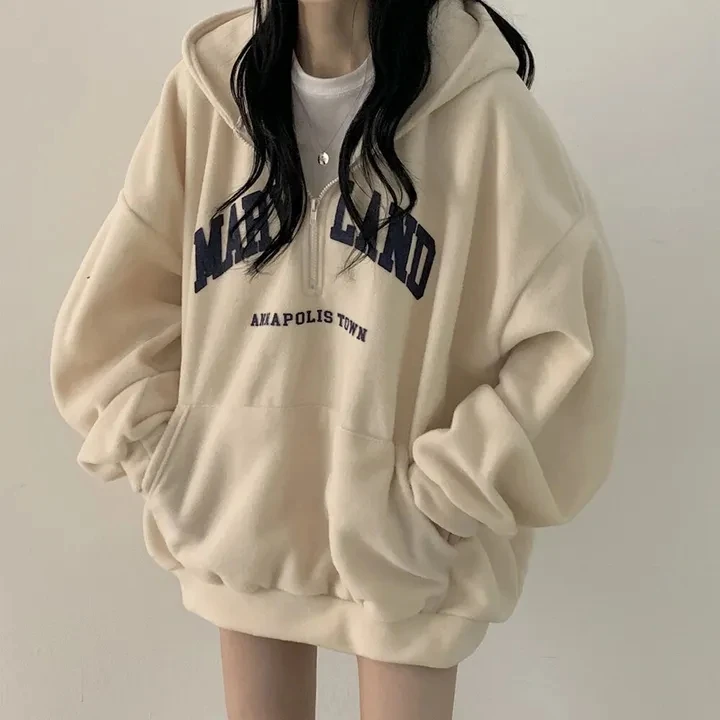 

Thiened Fce Printed Sweatirt Korean Sle Women's Knitwear Spring Autumn Winter Casual Inner Wear Street Faion