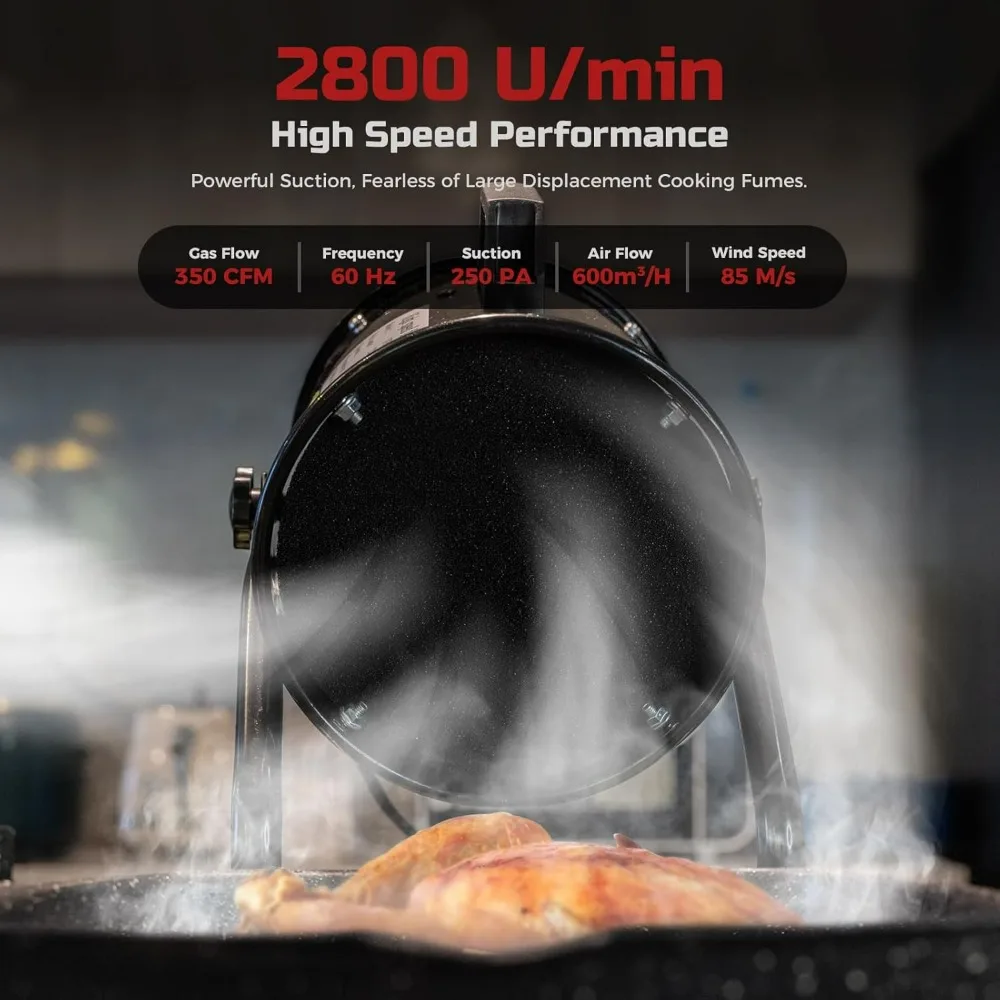 Exaustor portátil da cozinha, 6 ", 350 CFM, 10 ativado, para o BBQ interno, potenciômetro quente