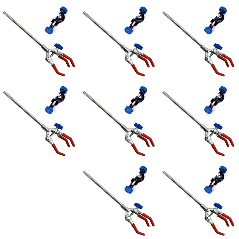 8x-lab-clamp-3-prong-finger-adjust-jaw-with-scientific-extension-adjustable-black-laboratory-stand-clip
