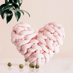 Chunky Knit Heart Pillow Decorated Throw Pillow Home Bed Fall Decor Pillows